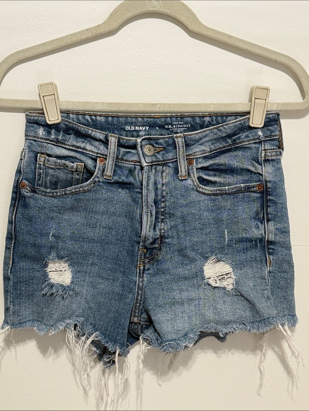 Old Navy Blue Distressed Frayed Hem Denim Shorts